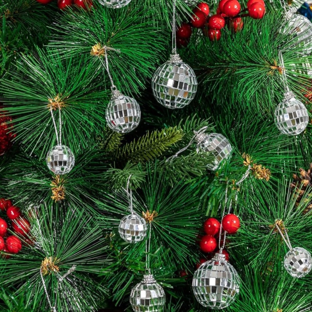 Silver Disco Ball Ornaments Set-12ct - Picture 4 of 4